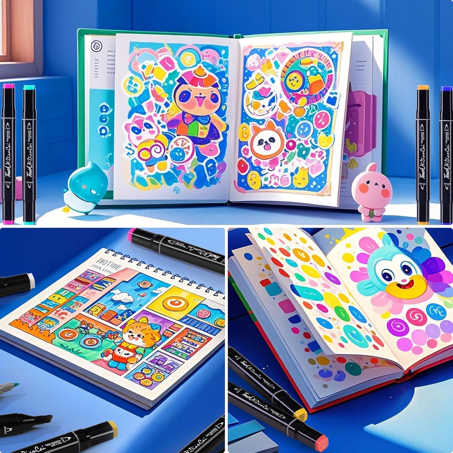 Alcohol Markers Set Dual Tip Art Pens with Blender for Drawing and Coloring