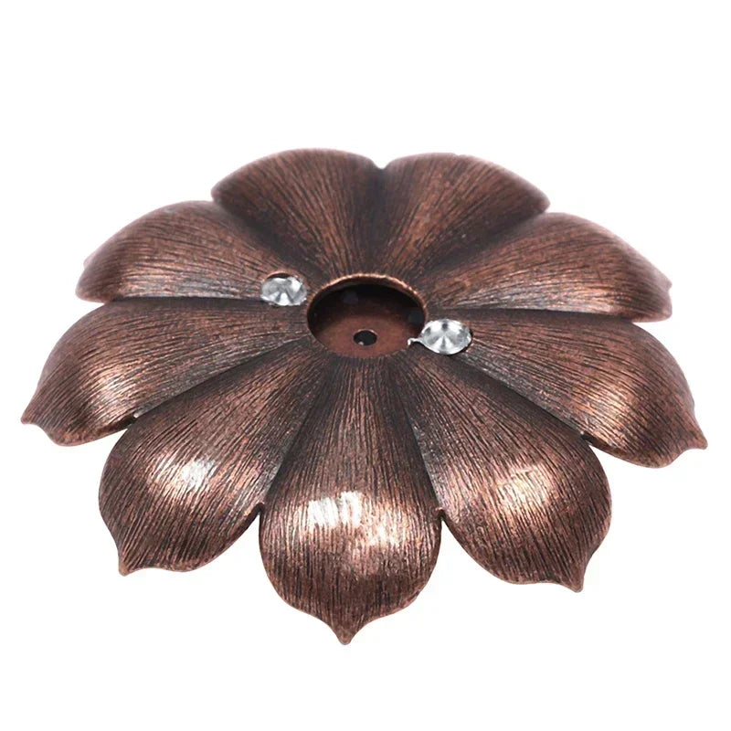 Alloy Incense Burner Stick Holder Plate, Buddhism Lotus Censer, Bronze Nasturtium Incense Burner for Meditation