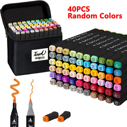 Alcohol Markers Set Dual Brush Tip Permanent Art Markers for Coloring Painting and Crafting