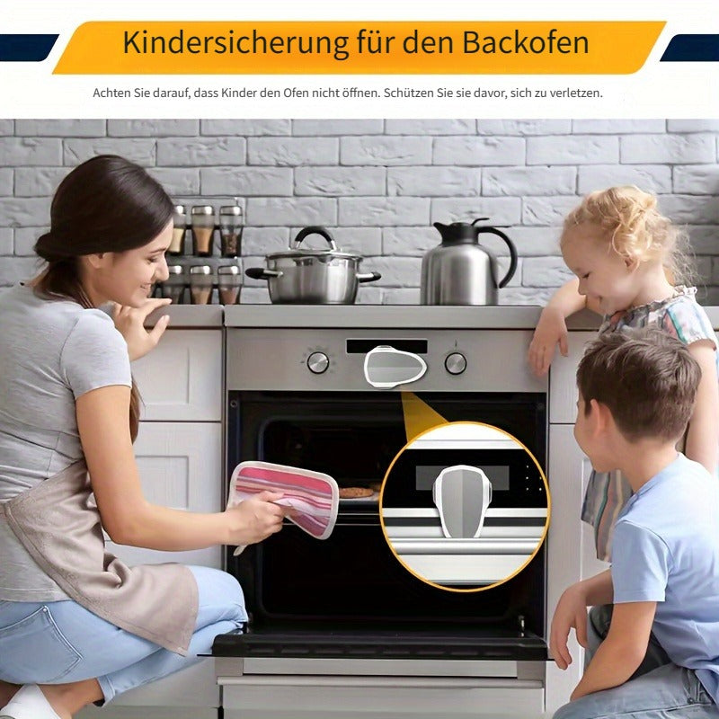 Childproof Oven Door Lock for Toddlers, Heat-Resistant Self-Adhesive Lock, No-Drill, Durable Baby Safety Locks