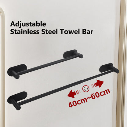 Towel Bar Adjustable, Stainless Steel Bathroom Towel Rack, Wall Mounted Bath Towel Holder