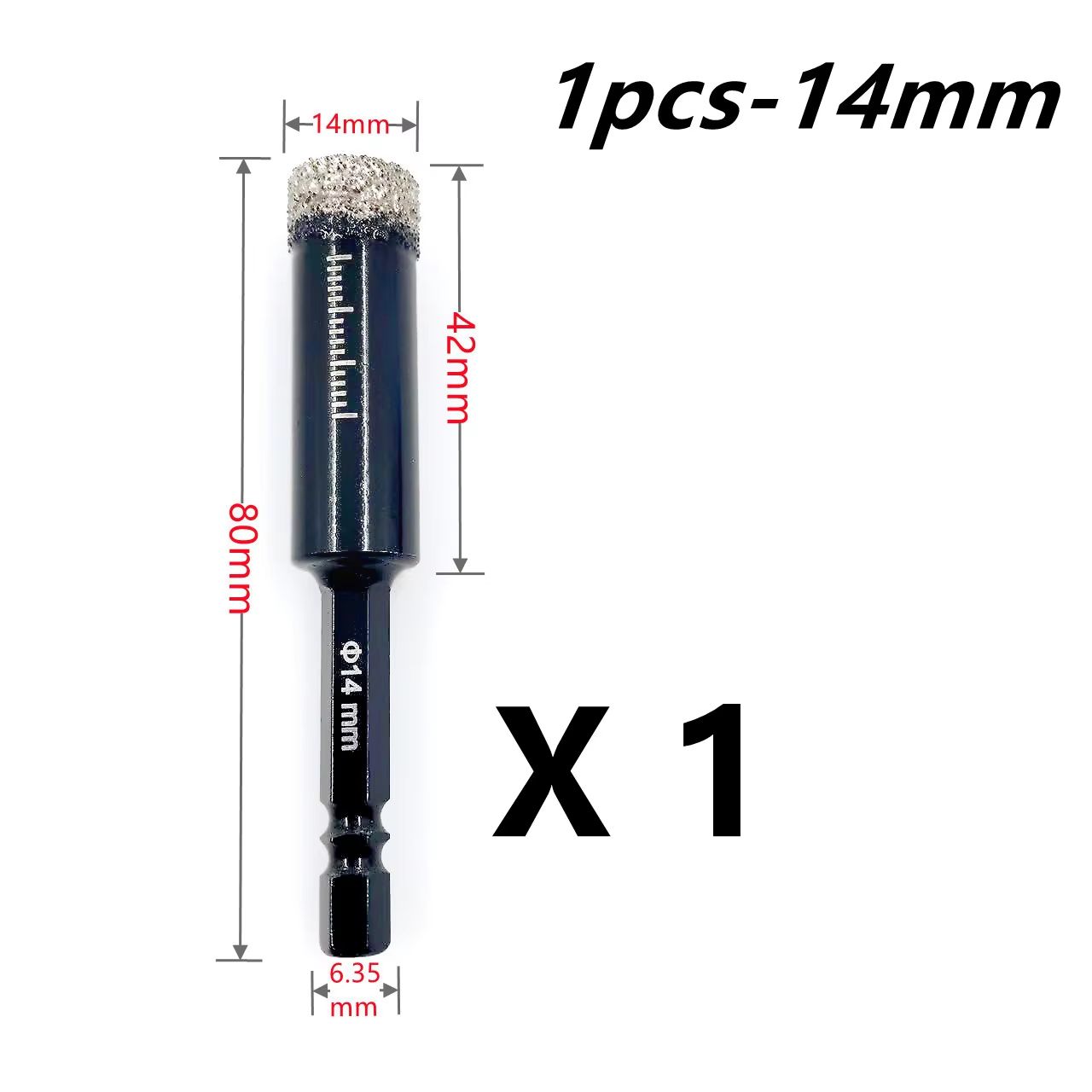 Brazed Diamond Tile Drill Bit with 1/4in Hex Shank for Clean Holes in Ceramic and Porcelain