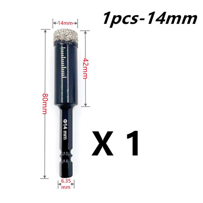 Brazed Diamond Tile Drill Bit with 1/4in Hex Shank for Clean Holes in Ceramic and Porcelain