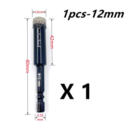 Brazed Diamond Tile Drill Bit with 1/4in Hex Shank for Clean Holes in Ceramic and Porcelain