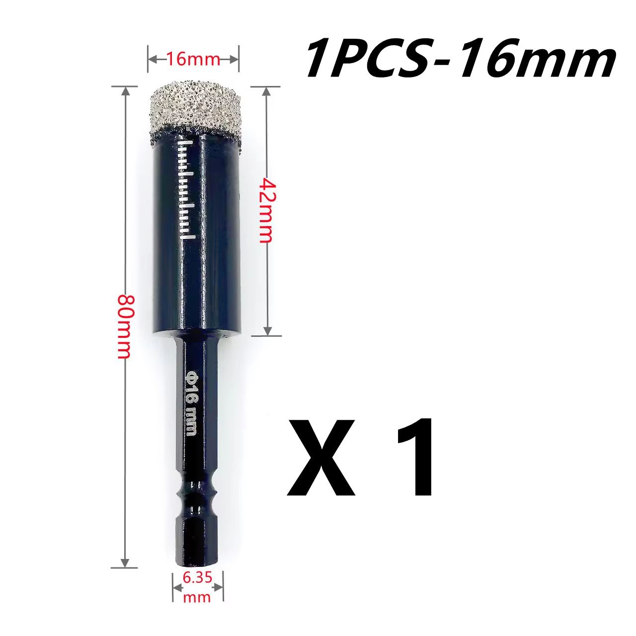 Brazed Diamond Tile Drill Bit with 1/4in Hex Shank for Clean Holes in Ceramic and Porcelain