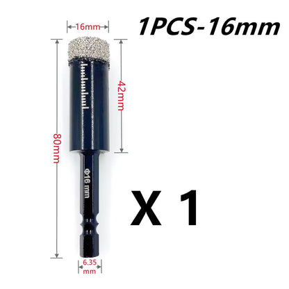Brazed Diamond Tile Drill Bit with 1/4in Hex Shank for Clean Holes in Ceramic and Porcelain