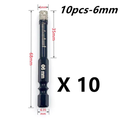 Brazed Diamond Tile Drill Bit with 1/4in Hex Shank for Clean Holes in Ceramic and Porcelain