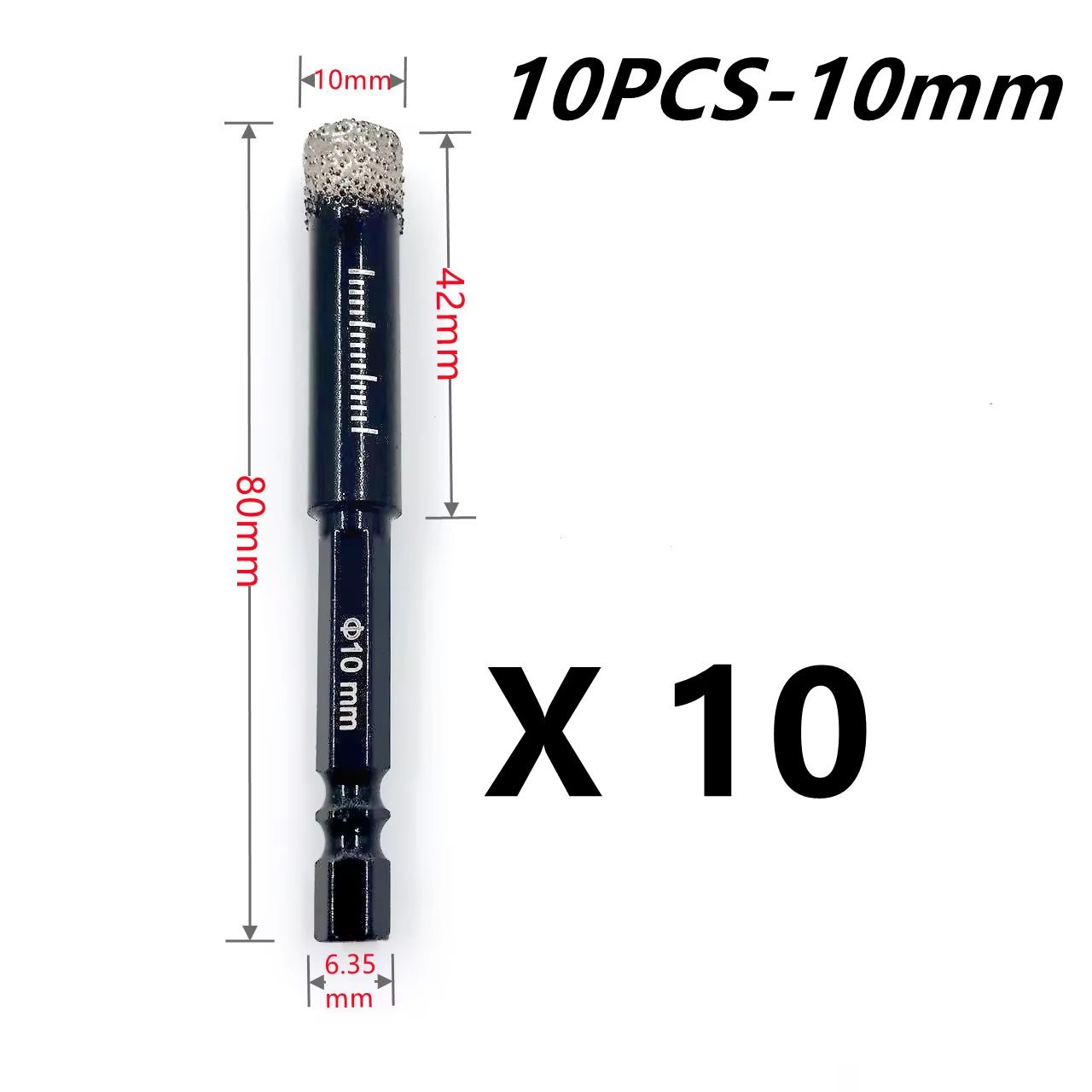 Brazed Diamond Tile Drill Bit with 1/4in Hex Shank for Clean Holes in Ceramic and Porcelain