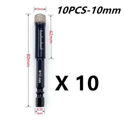 Brazed Diamond Tile Drill Bit with 1/4in Hex Shank for Clean Holes in Ceramic and Porcelain