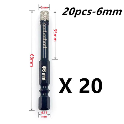 Brazed Diamond Tile Drill Bit with 1/4in Hex Shank for Clean Holes in Ceramic and Porcelain