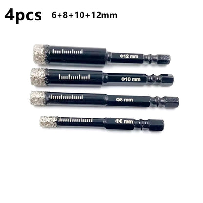 Brazed Diamond Tile Drill Bit with 1/4in Hex Shank for Clean Holes in Ceramic and Porcelain
