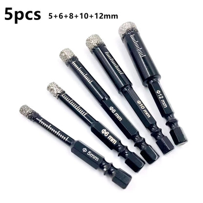 Brazed Diamond Tile Drill Bit with 1/4in Hex Shank for Clean Holes in Ceramic and Porcelain