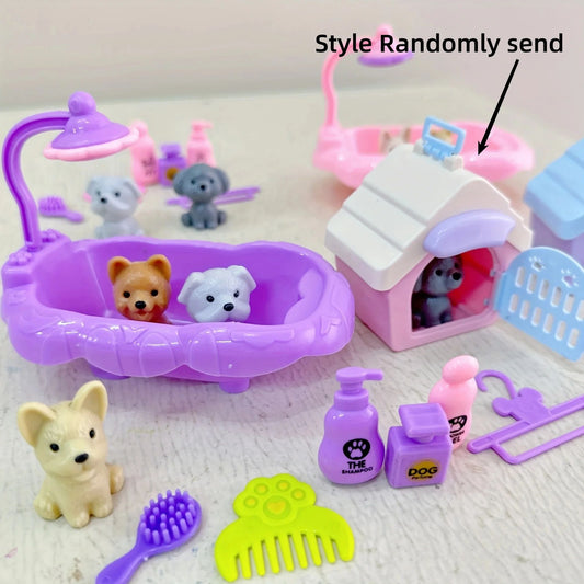 Cute Dog Doll Basket Toy Set