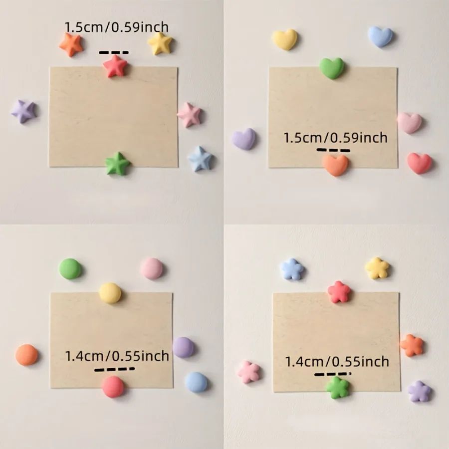 Colorful Star Fridge Magnets Set – 14-Piece Resin Refrigerator Magnets for Notes & Photos