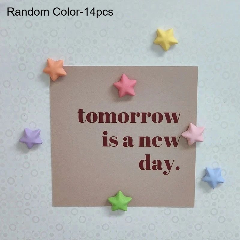 Colorful Star Fridge Magnets Set – 14-Piece Resin Refrigerator Magnets for Notes & Photos
