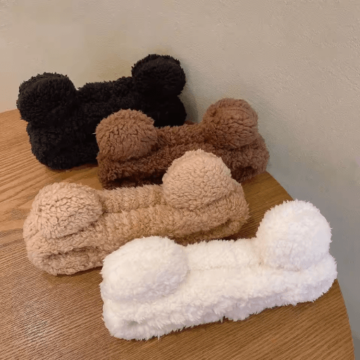 Cute Bear Plush Hair Band Anti Slip Makeup and Face Wash Headwear