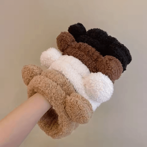 Cute Bear Plush Hair Band Anti Slip Makeup and Face Wash Headwear