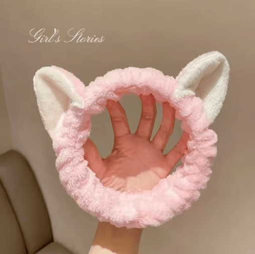 Cat Coral Plush Hairband Cute Soft Bow Headband for Face Wash and Makeup