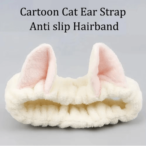 Cat Coral Plush Hairband Cute Soft Bow Headband for Face Wash and Makeup