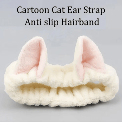 Cat Coral Plush Hairband Cute Soft Bow Headband for Face Wash and Makeup