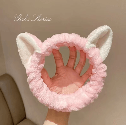Cat Coral Plush Hairband Cute Soft Bow Headband for Face Wash and Makeup