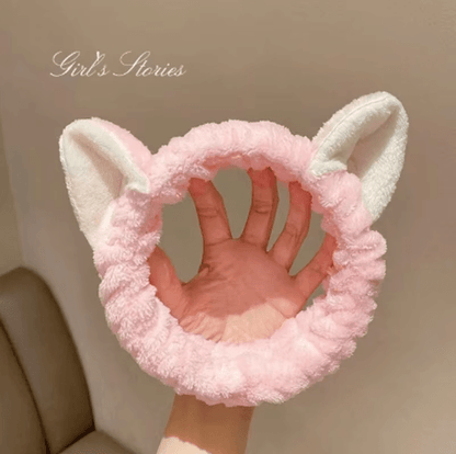 Cat Coral Plush Hairband Cute Soft Bow Headband for Face Wash and Makeup