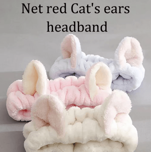 Cat Coral Plush Hairband Cute Soft Bow Headband for Face Wash and Makeup