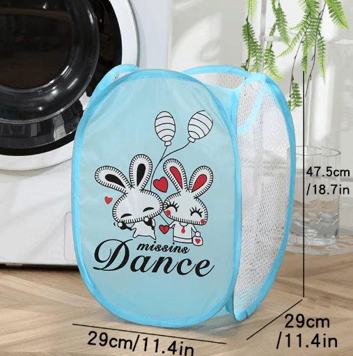 Cartoon Foldable Laundry Basket Nylon Mesh Dirty Clothes Hamper