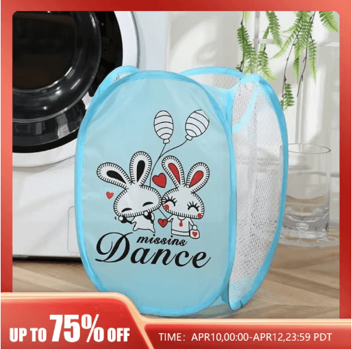 Cartoon Foldable Laundry Basket Nylon Mesh Dirty Clothes Hamper