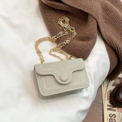 Elegant Embroidered Mini Chain Crossbody Bag – Stylish Women Handbag with Chain Strap & Compact Square Design