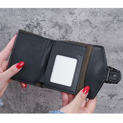 Mini Womens Wallet in Lychee Texture PU Leather - Small Bifold Wallet with Coin Pocket & Card Slots
