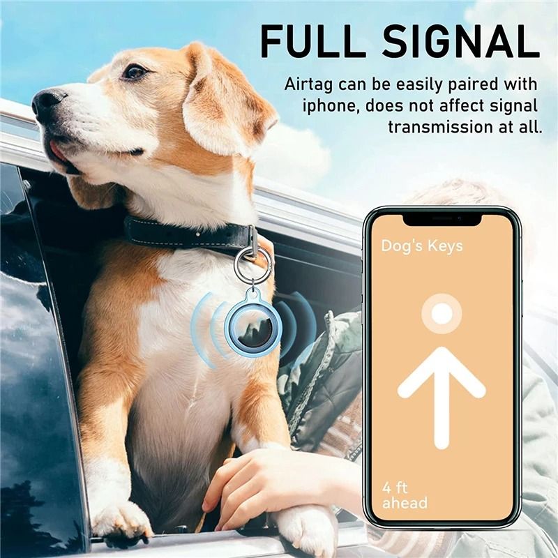 Waterproof AirTag Case Transparent TPU Cover with Keychain for Pets and Keys