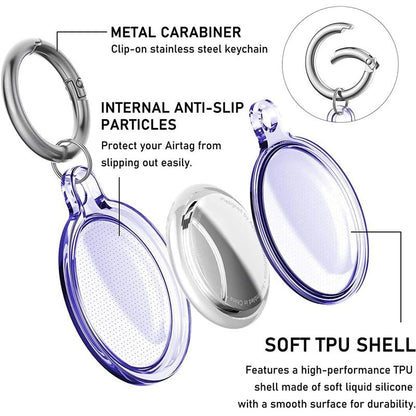 Waterproof AirTag Case Transparent TPU Cover with Keychain for Pets and Keys