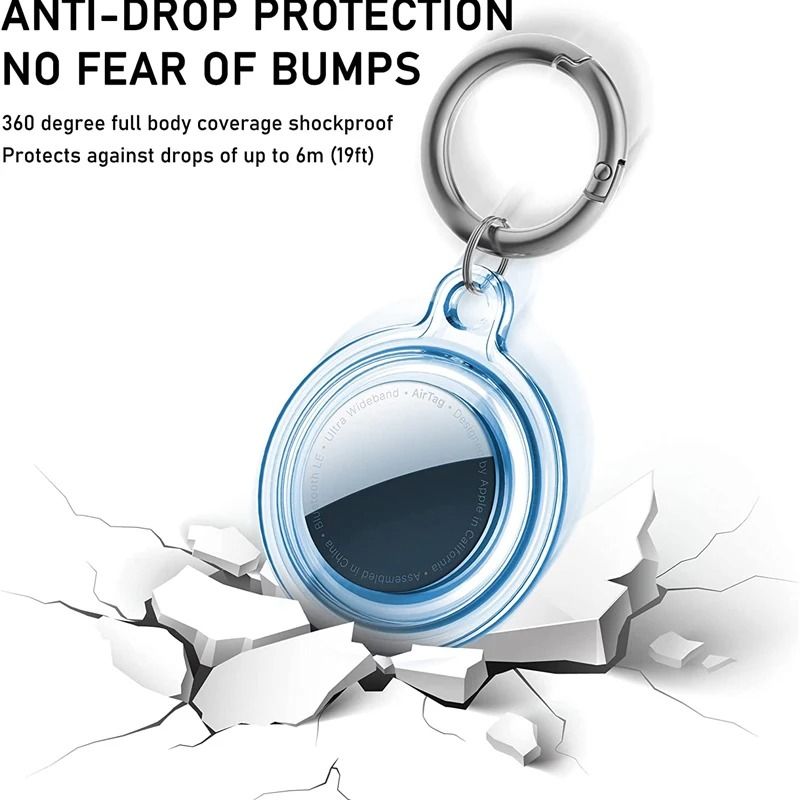 Waterproof AirTag Case Transparent TPU Cover with Keychain for Pets and Keys