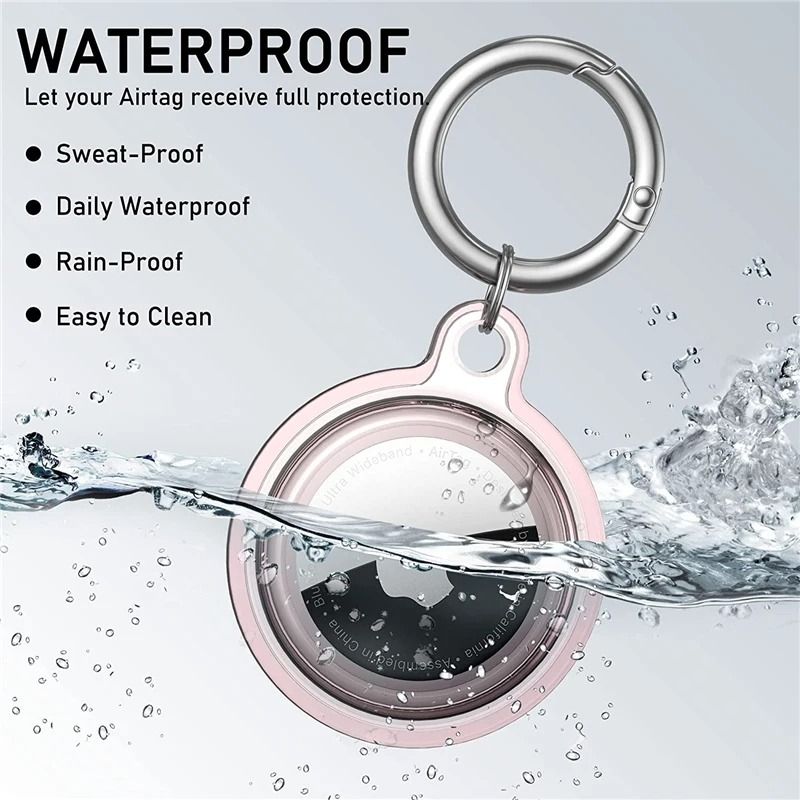 Waterproof AirTag Case Transparent TPU Cover with Keychain for Pets and Keys