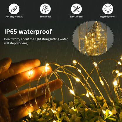 Solar String Fairy Lights, Waterproof LED Outdoor Garland, Solar Power Lamp for Garden Christmas Decoration
