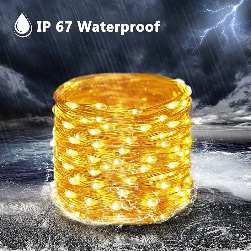 Solar String Fairy Lights, Waterproof LED Outdoor Garland, Solar Power Lamp for Garden Christmas Decoration