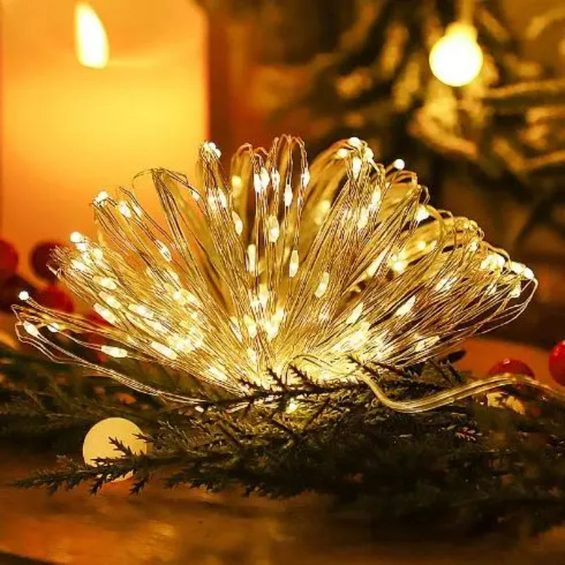 Solar String Fairy Lights, Waterproof LED Outdoor Garland, Solar Power Lamp for Garden Christmas Decoration