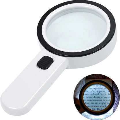 Illuminated Magnifier, Jumbo Handheld Magnifying Glass Bright LED Light, Ideal for Seniors, Reading, and Hobbies