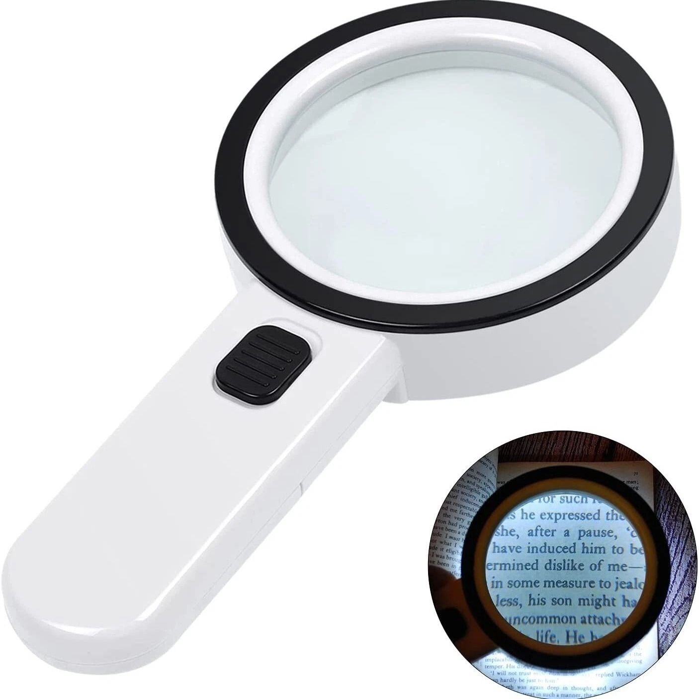 Illuminated Magnifier, Jumbo Handheld Magnifying Glass Bright LED Light, Ideal for Seniors, Reading, and Hobbies