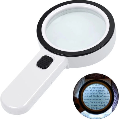 Illuminated Magnifier, Jumbo Handheld Magnifying Glass Bright LED Light, Ideal for Seniors, Reading, and Hobbies