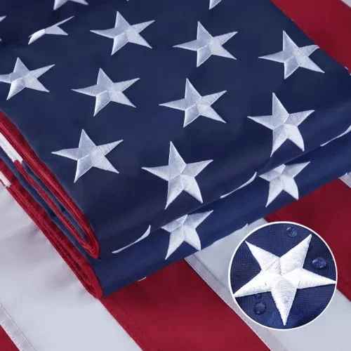 Heavy Duty Luxury US American Flag, Embroidered Stars, Sewn Stripes, Grommets Nylon, Premium Quality Flag