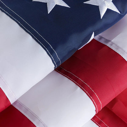 Heavy Duty Luxury US American Flag, Embroidered Stars, Sewn Stripes, Grommets Nylon, Premium Quality Flag