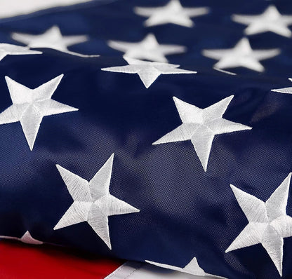Heavy Duty Luxury US American Flag, Embroidered Stars, Sewn Stripes, Grommets Nylon, Premium Quality Flag