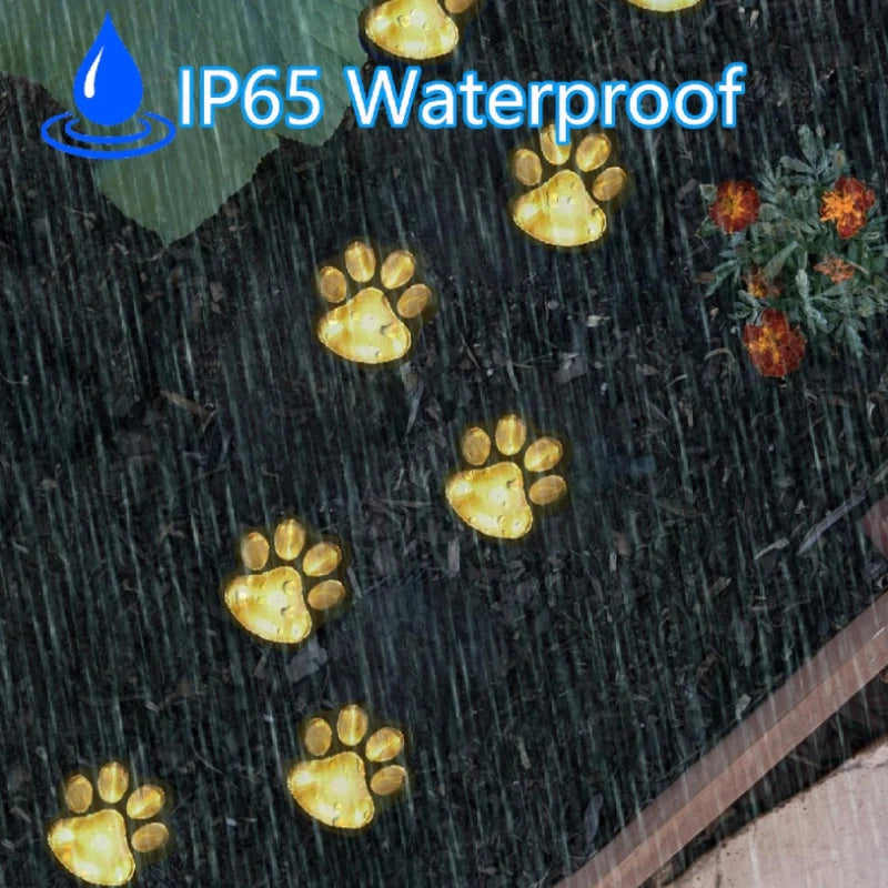 Solar Powered Dog Paw Print Lights, Outdoor Waterproof, Pet Lovers Gifts for Garden, Patio, Yard, Walk way
