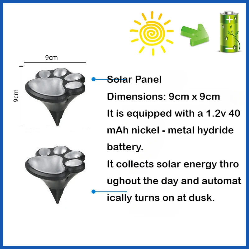 Solar Powered Dog Paw Print Lights, Outdoor Waterproof, Pet Lovers Gifts for Garden, Patio, Yard, Walk way