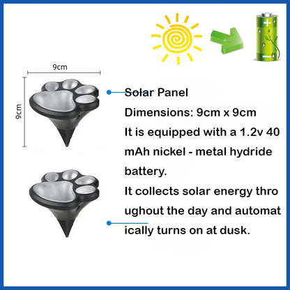 Solar Powered Dog Paw Print Lights, Outdoor Waterproof, Pet Lovers Gifts for Garden, Patio, Yard, Walk way
