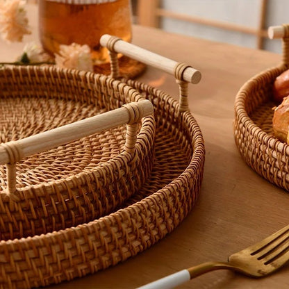 Handwoven Rattan Storage Basket with Lid