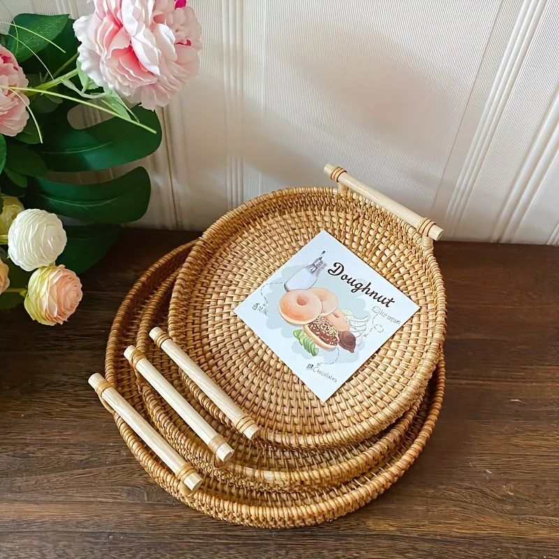 Handwoven Rattan Storage Basket with Lid