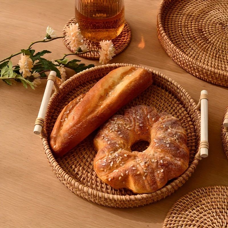 Handwoven Rattan Storage Basket with Lid